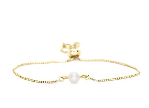 FRESH WATER PEARL BOLO ~ SALTY SHELLS, Colour: gold plating