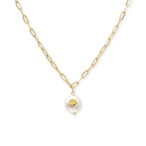 MOTHER PEARL SHELL PENDANT, Colour: gold