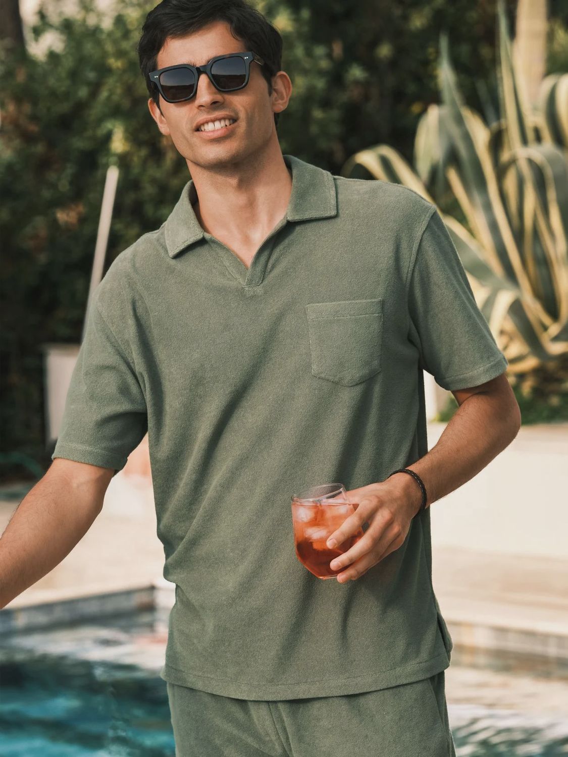 Vintage Terry Polo, Colour: Sage, Size: m