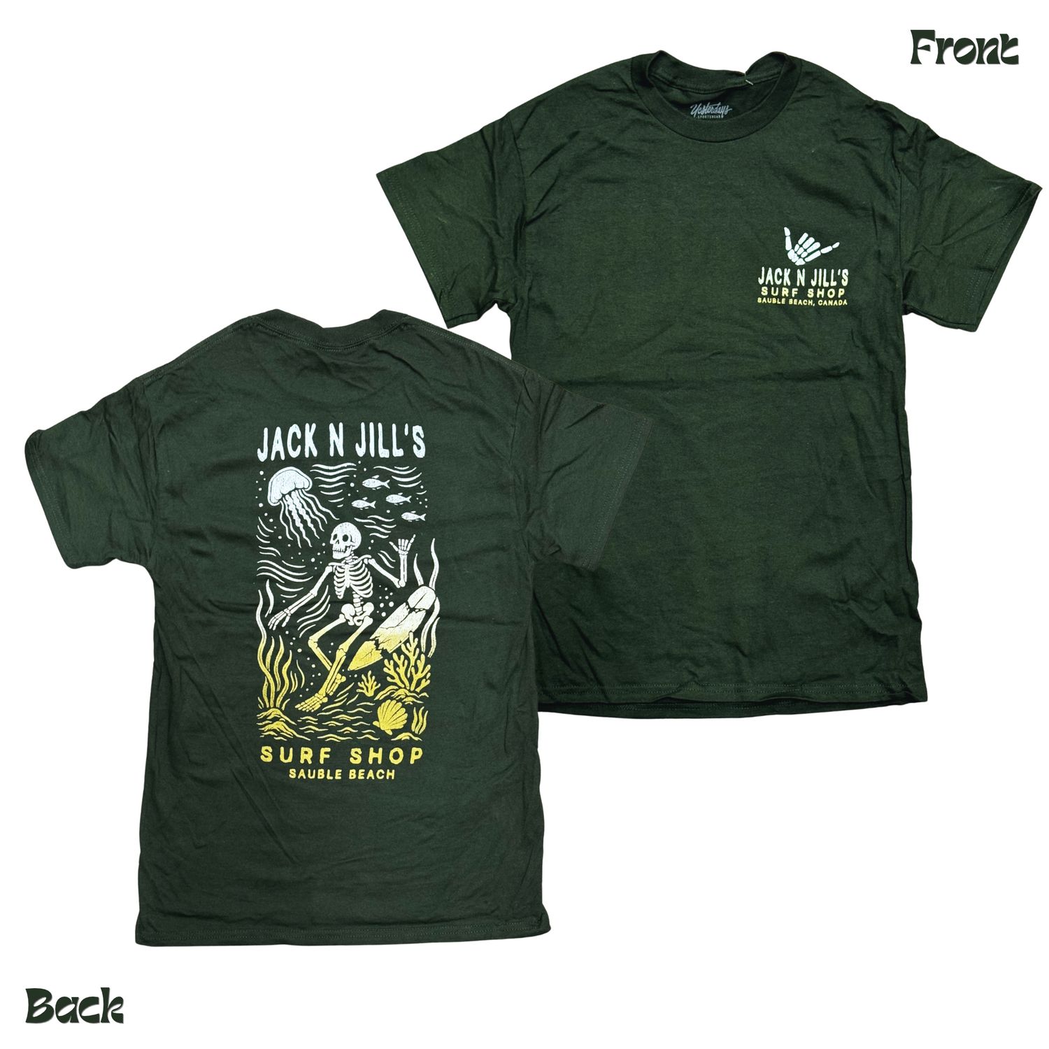 JNJ sunken stoke skeleton tee, Colour: forest, Size: S
