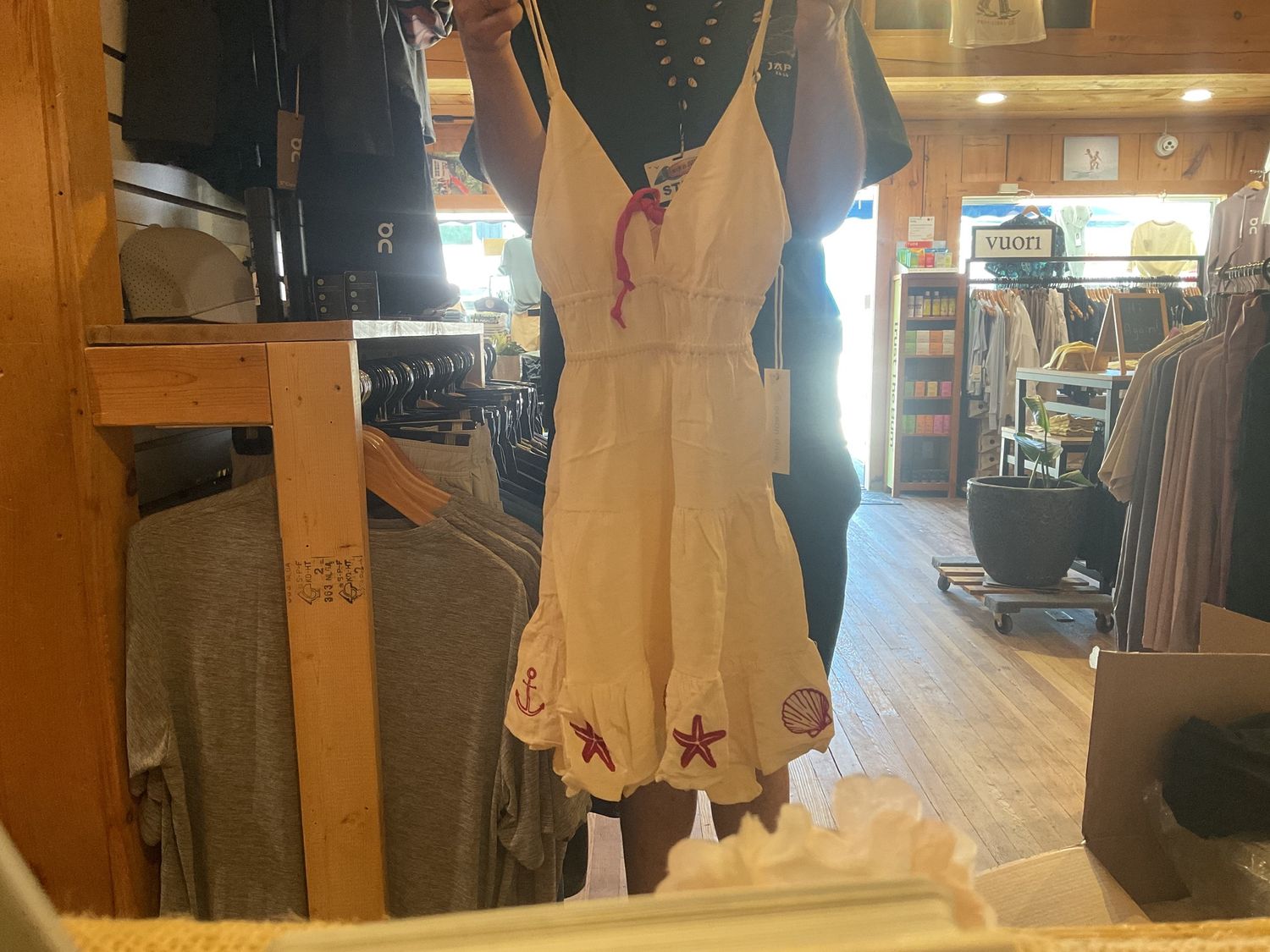 Shelly W/red linen blend mini dress w/emboroidery, Size: s