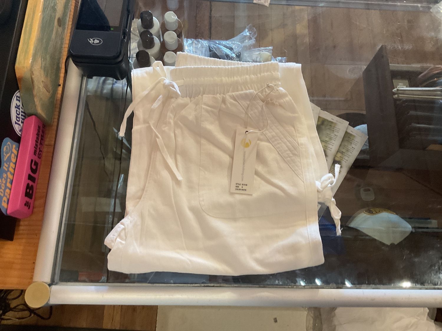 White Textured Cotton Cargo Pants, Colour: white, Size: s
