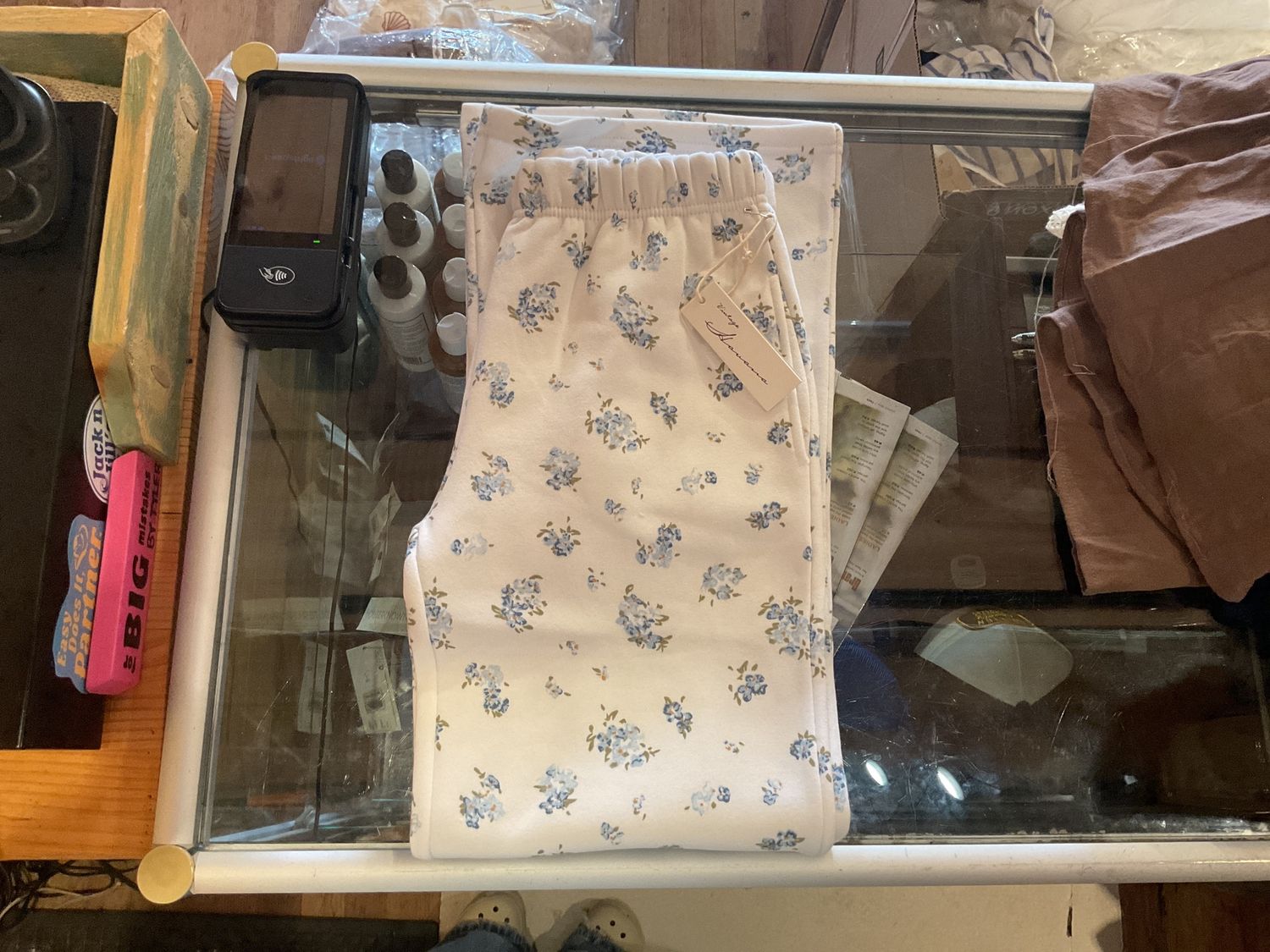 Floral Prowave ditsy print wide leg pant, Colour: white w/blue, Size: s