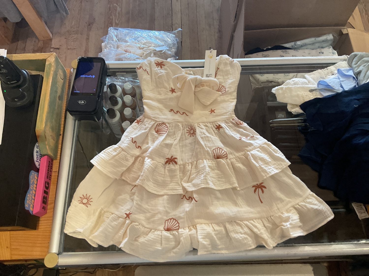 Gauze Dress w all over emb, Size: s