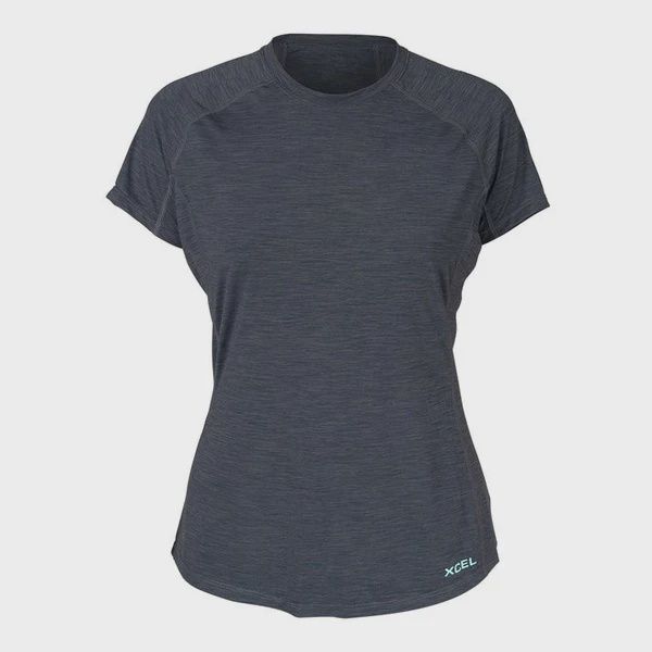 Women's heathered ventx solid s/s top, Colour: black, Size: S