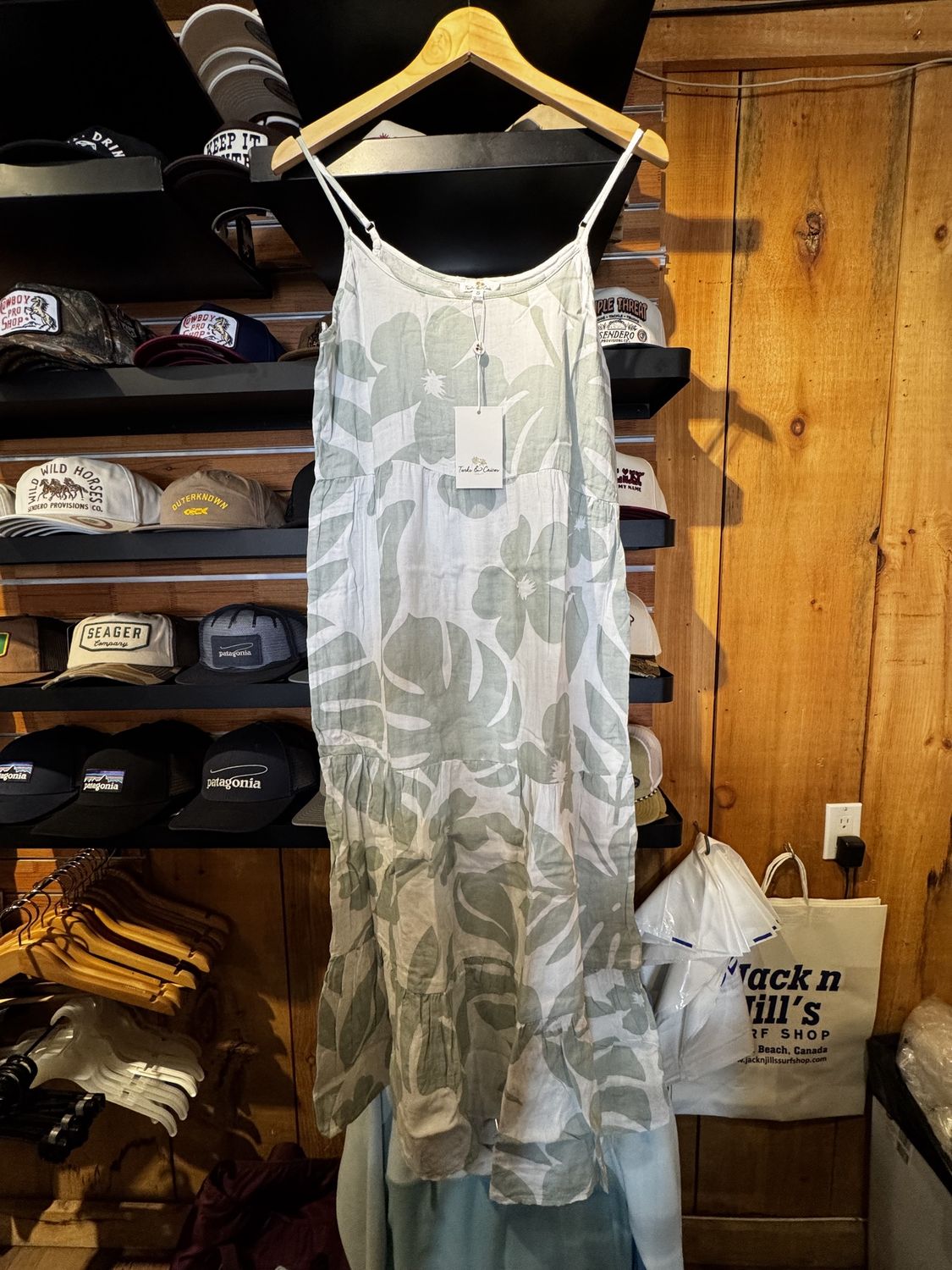 Three-Tier Double Gauze Maxi dress Big Floral Print, Colour: MATCHA, Size: s
