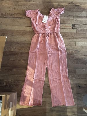 Solid Double Gauze Off-The-Shoulder Crop Top And Pant Set