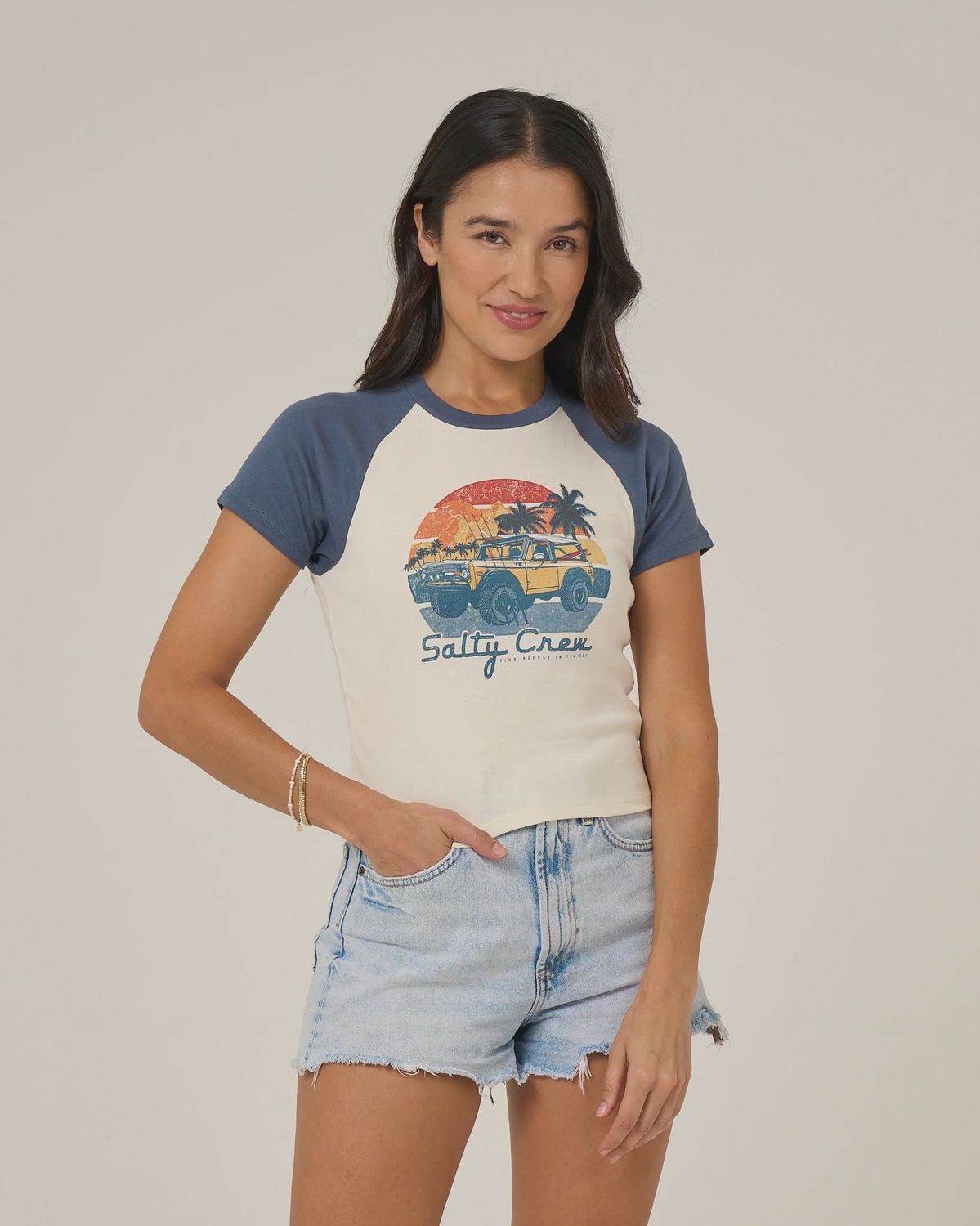 Drive To The Sea Raglan T, Colour: Indigo, Size: s