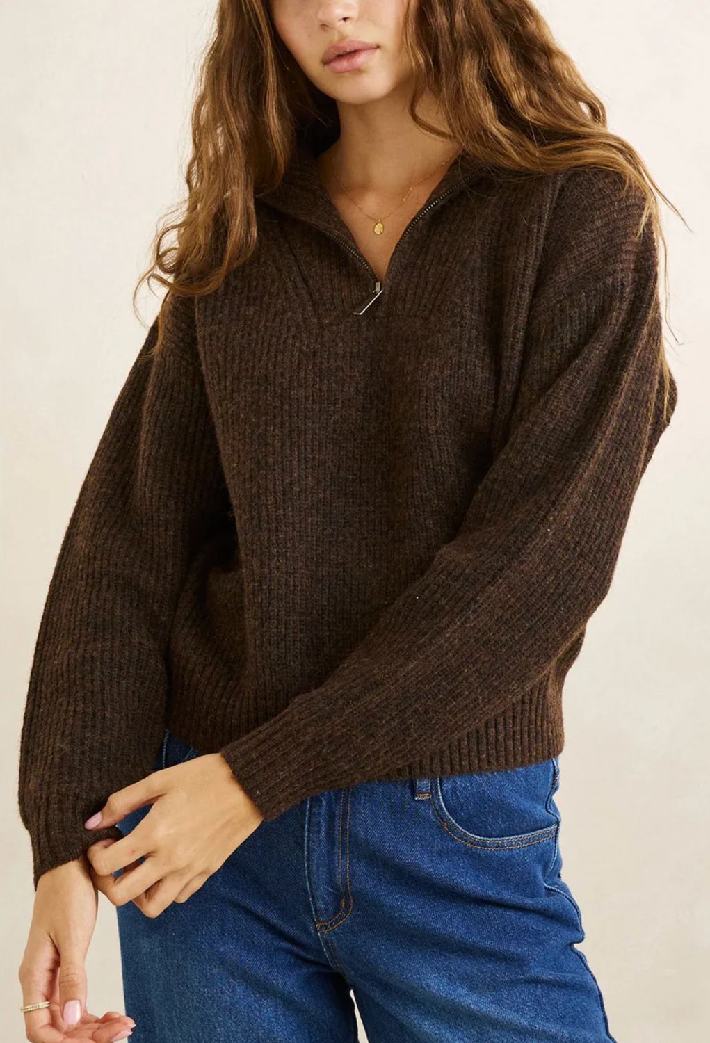 Quincy Zip Knit, Colour: Chocolate, Size: S