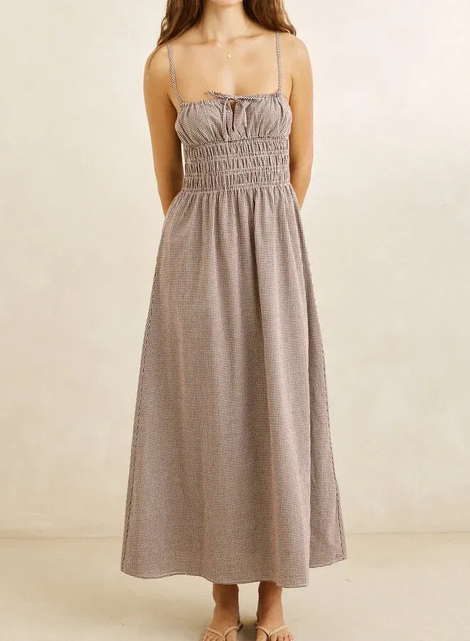 London Check Midi Dress, Colour: chocolate, Size: xs