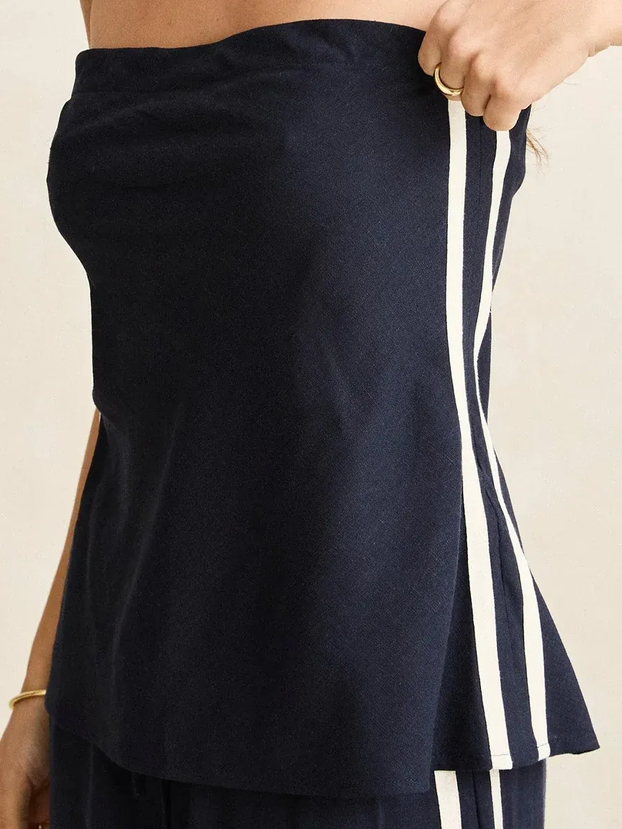 Contrast linen strapless top, Colour: ocean, Size: s