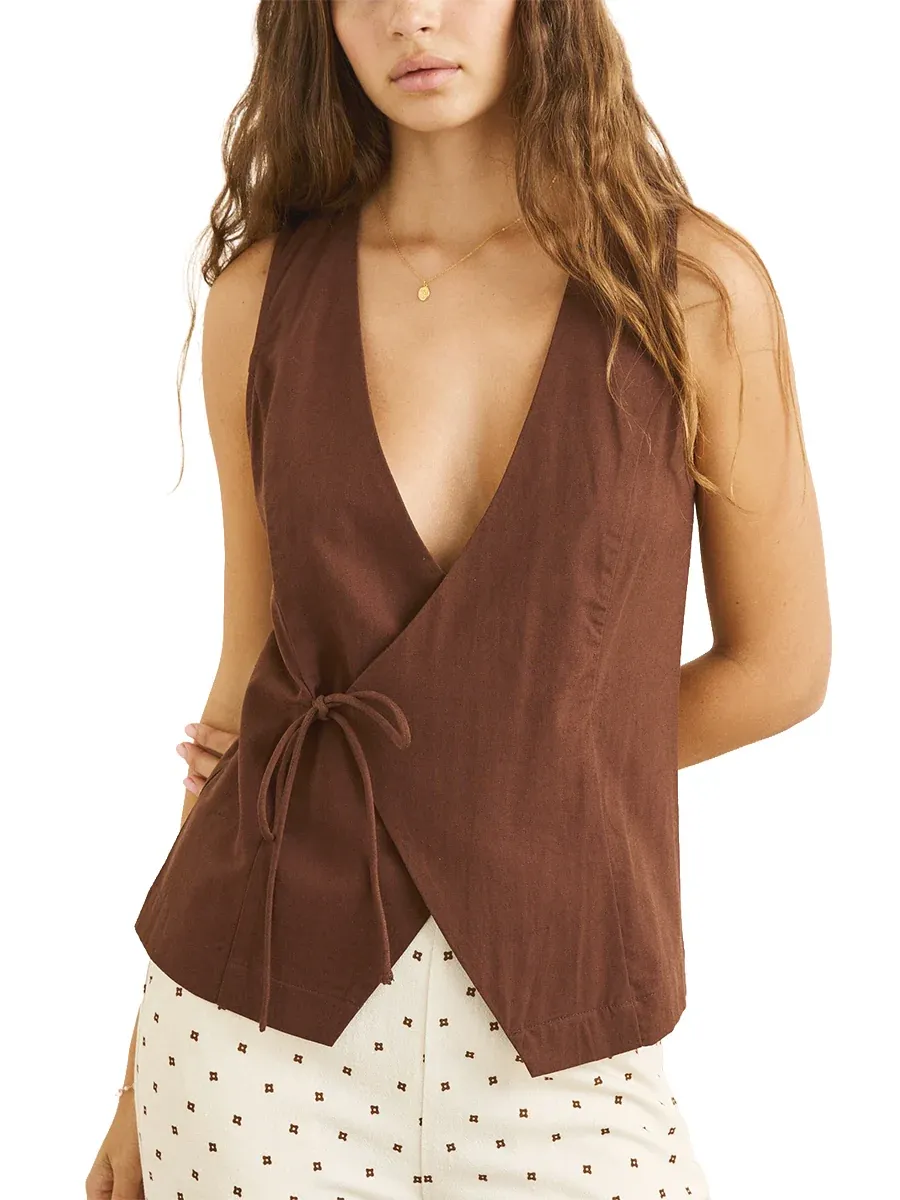 Venice Wrap Vest, Colour: chocolate, Size: s