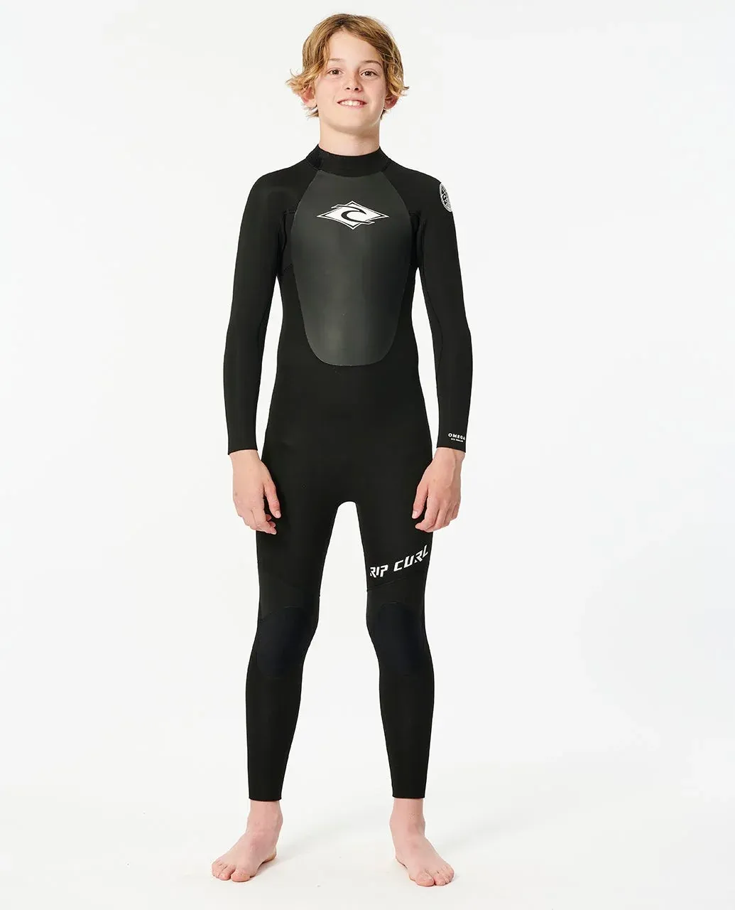 Kid's omega 4/3 back zip steamer, Colour: black, Size: 6