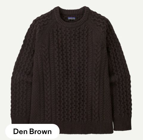 Recycled Wool-Blended Cable Knit Crewneck Sweater, Colour: DNBR, Size: M