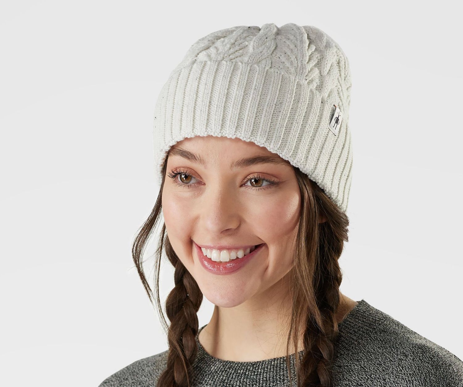 Cable Knit Beanie, Colour: Natural