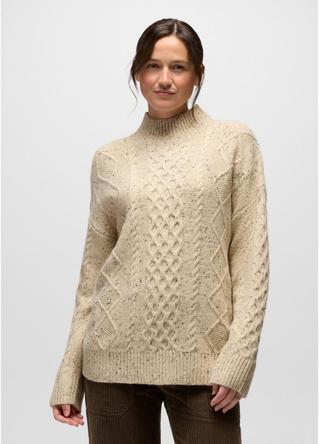 Amber Mountain Cable Sweater, Colour: Stone, Size: s