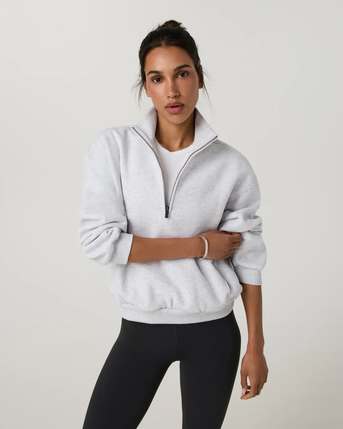 Restore OS Half Zip, Colour: Pale grey Heather, Size: S
