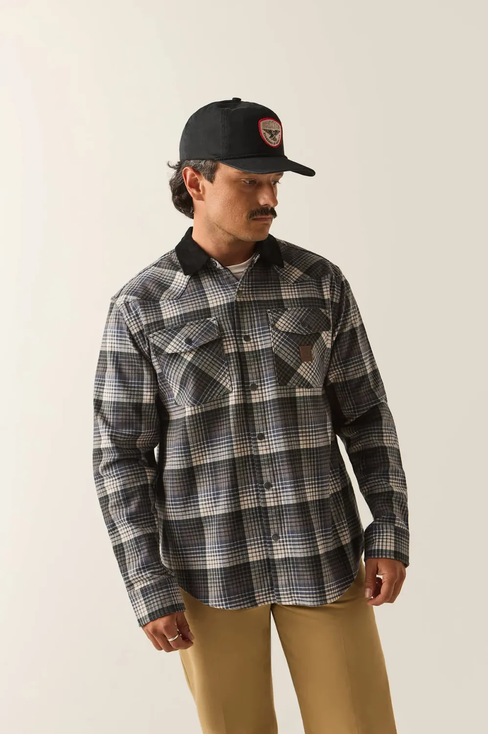 Bowery Builders Ranch Perf Flannel, Colour: Black/Navy, Size: M