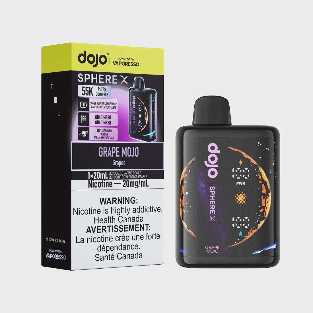 DOJO SPHERE X 55K 20ML, FLAVOR: GRAPE MOJO