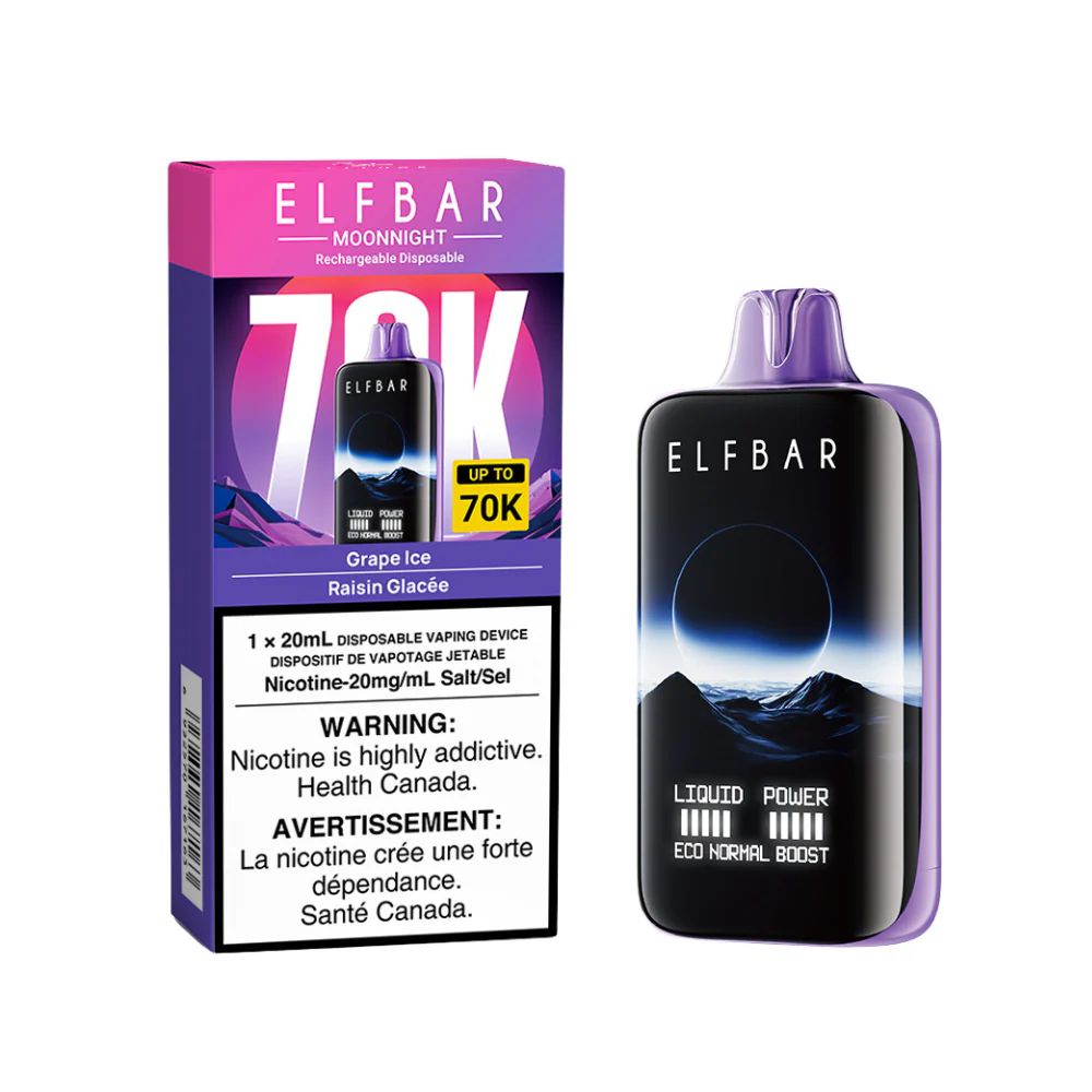 ELFBAR MOONNIGHT 70K 20MG, FLAVOR: GRAPE ICE