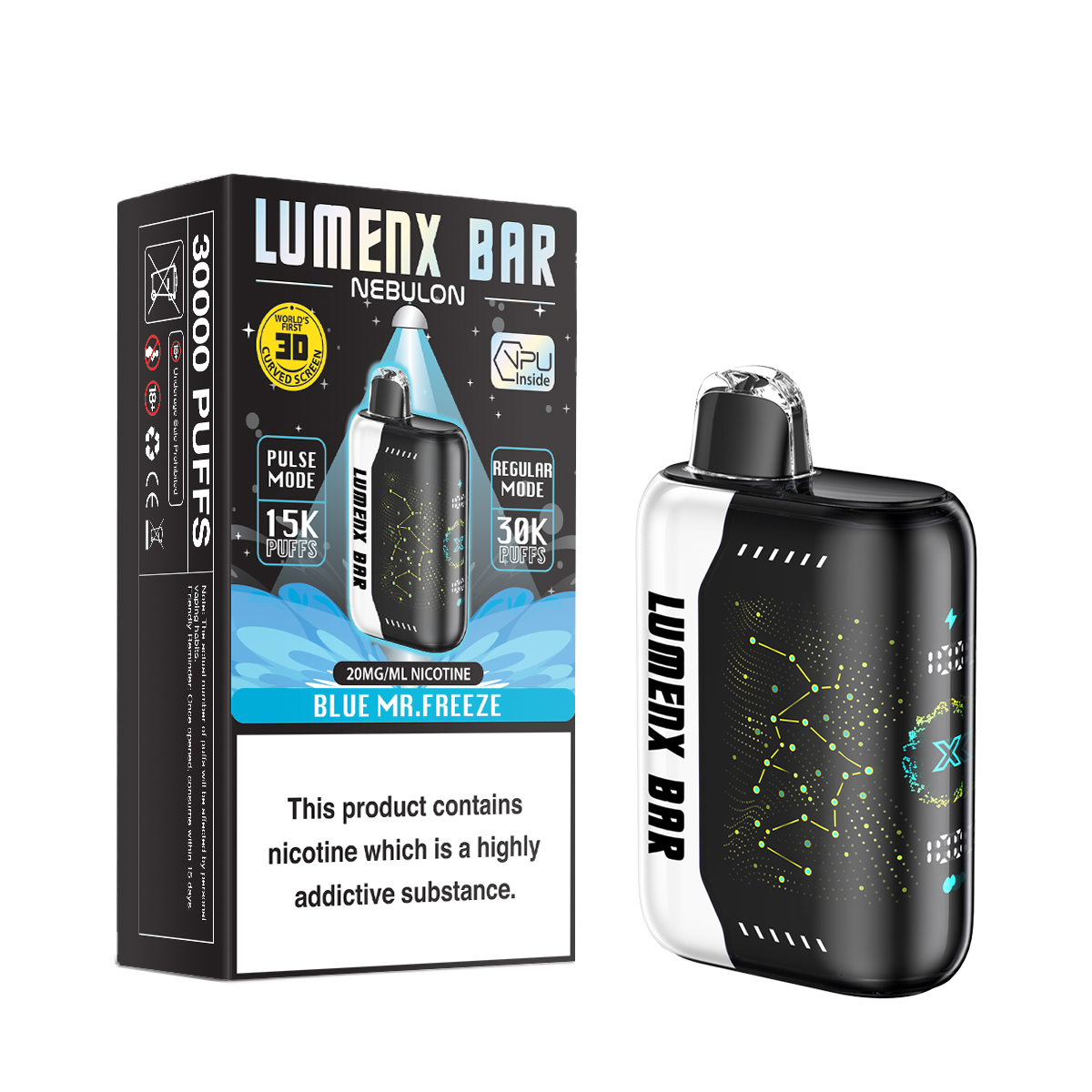 LUMENX NEBULON, FLAVOR: BLUE MR.FREEZE, FORMAT: UNIT, STRENGTH: 0MG