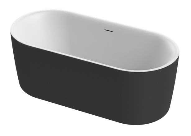 Aquaestil Badewanne Metauro Free Central 160×75, weiß &amp; schwarz matt