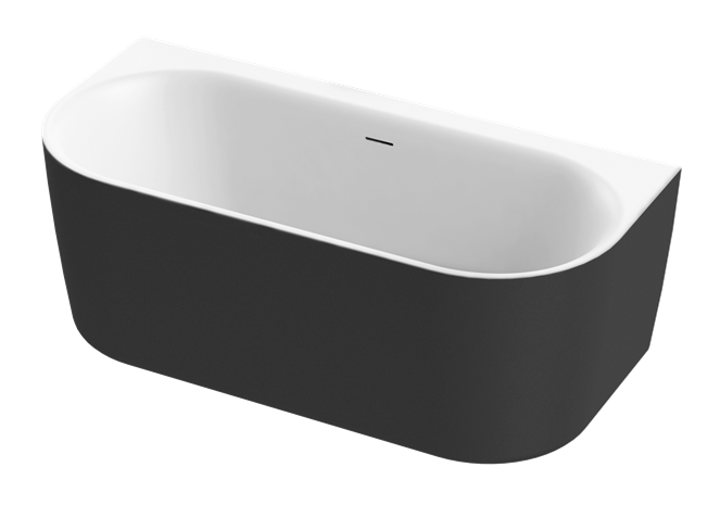 Aquaestil Badewanne Metauro Free Wall 160×75, weiß &amp; schwarz matt