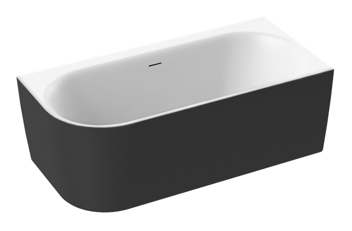 Aquaestil Badewanne Metauro Free Corner L/R 160×75, weiß &amp; schwarz matt
