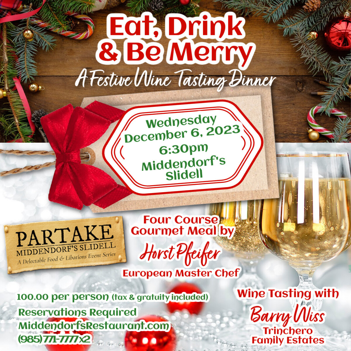 SLIDELL PARTAKE -- Eat, Drink & Be Merry