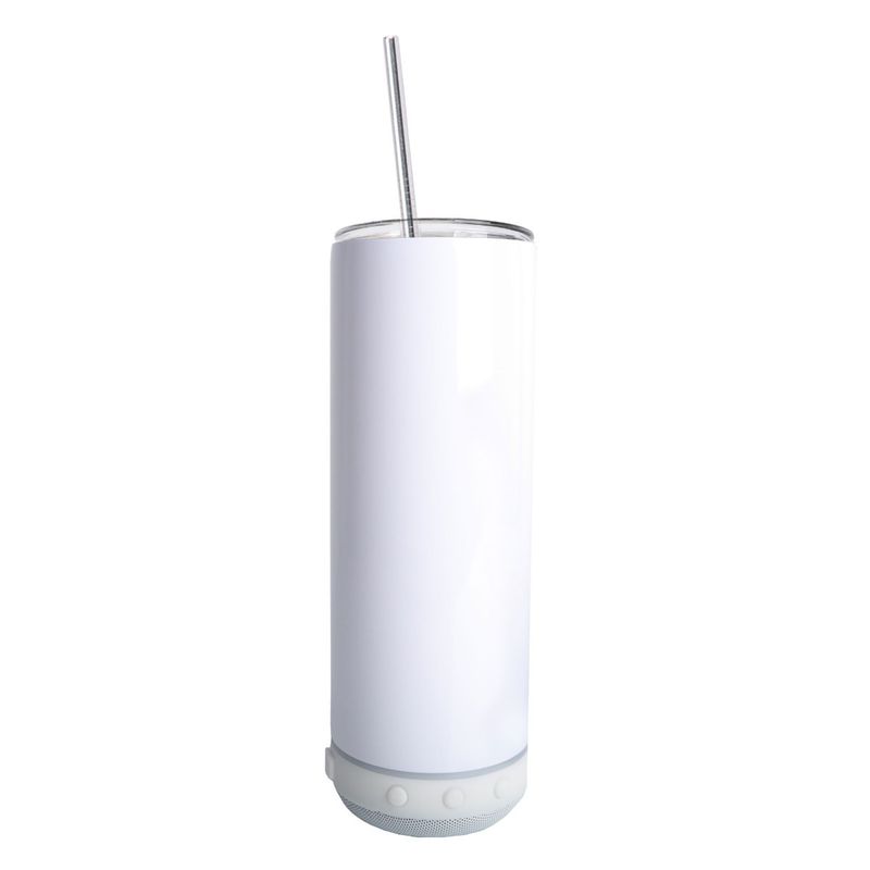 20oz Bluetooth Speaker Skinny Tumbler with White Speaker