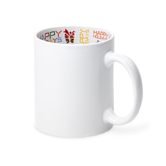 11oz White Mug with Happy Holiday Design Inside