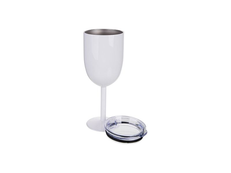 White 11oz Stainless Steel Wine Glass