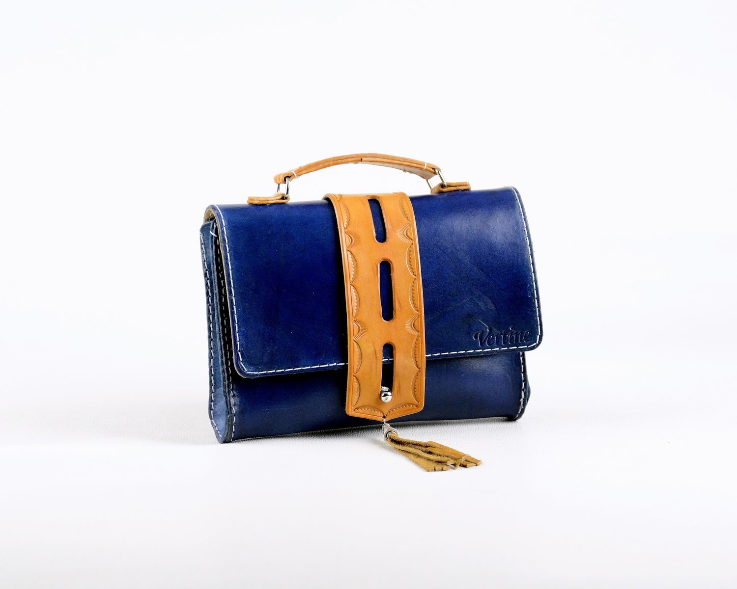 Mini Briefcase type cross shoulder/handhold bag blue/sand, Available color: black/sand,sand/black , sand/blue