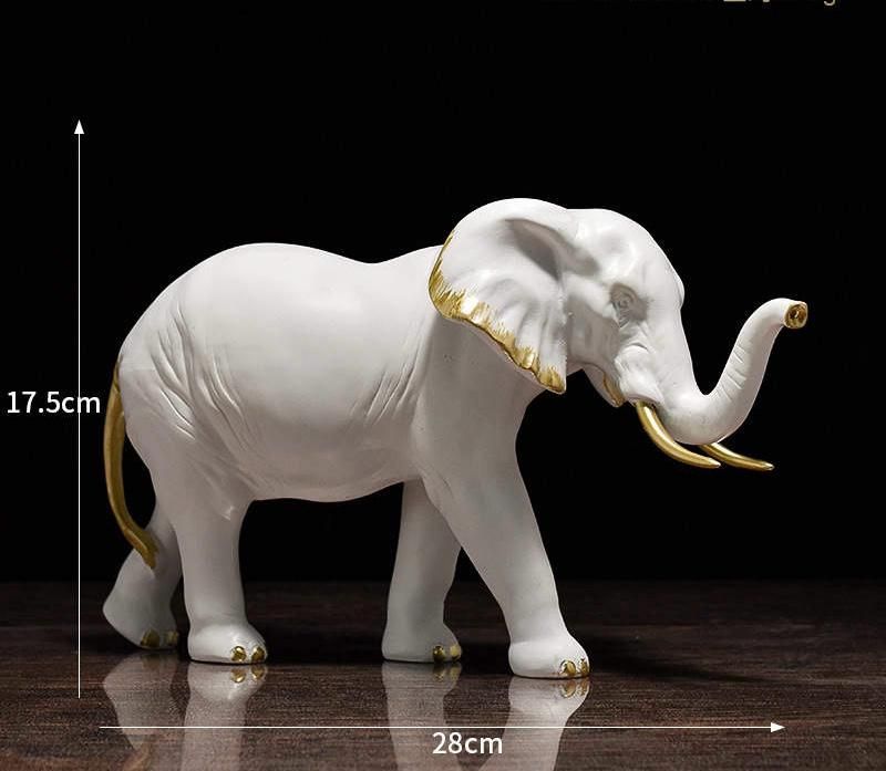 ✨ Elegant White & back Gold Elephant Family 