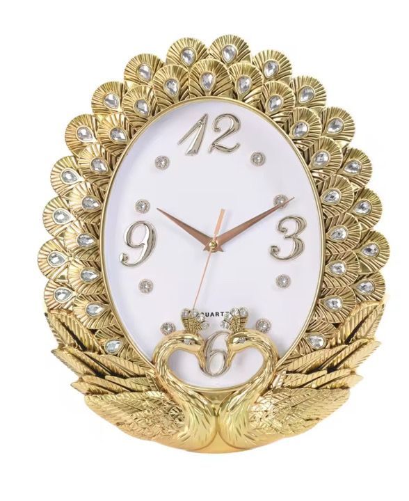 🕰️ Golden Peacock Designer Wall Clock – Royal Home Décor Accent 🕰️ Golden Peacock Designer Wall Clock – Royal Home Décor Accent