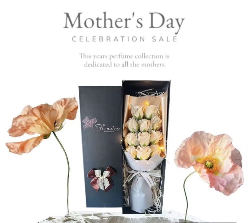 🌸 Elegant Mother's Day Gift Box – Rose Bouquet with LED Lights Available 🌸 Elegant Mother's Day Gift Box – Rose Bouquet with LED Lights Available