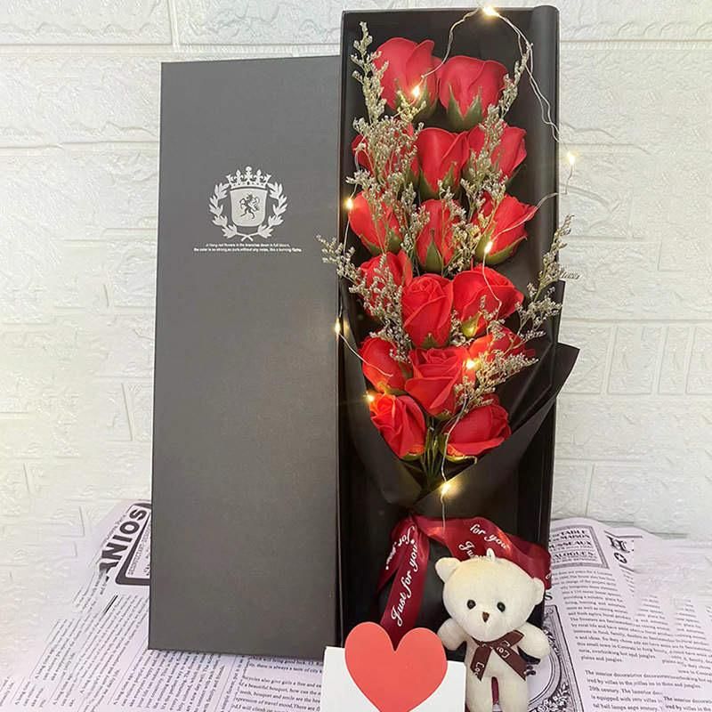 💐 Deluxe Rose Bouquet with LED Lights & Teddy – Mother’s Day Special 💐 Deluxe Rose Bouquet with LED Lights & Teddy – Mother’s Day Special