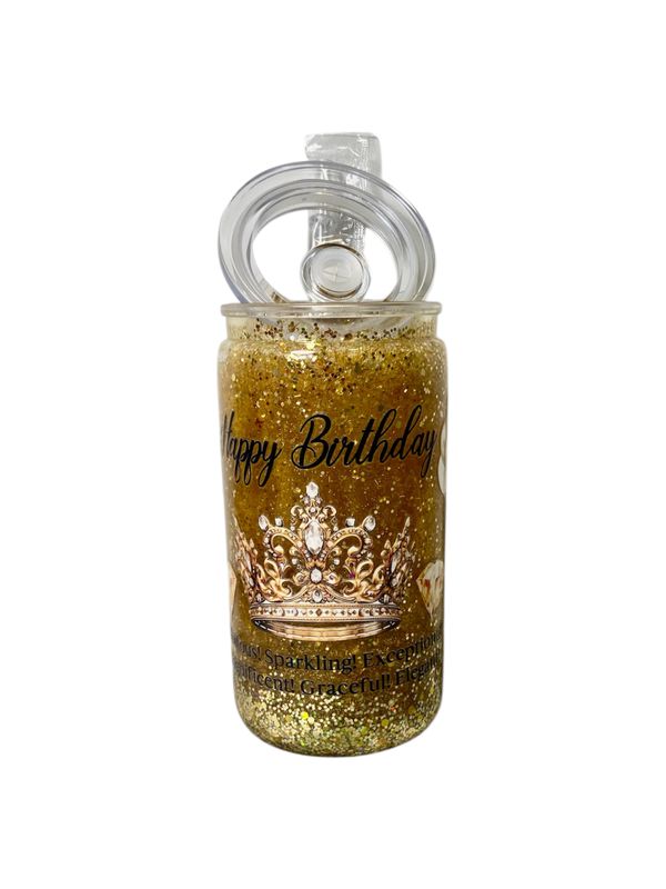 Golden Crown Birthday Snow Globe Tumbler