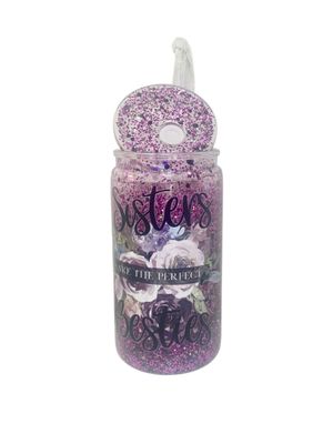 Sisterhood Sparkle Purple Glitter Snow Globe Tumbler