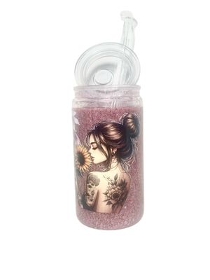 Pink Glitter Tumbler  &quot;This Shall Pass&quot; Inspirational Drinkware