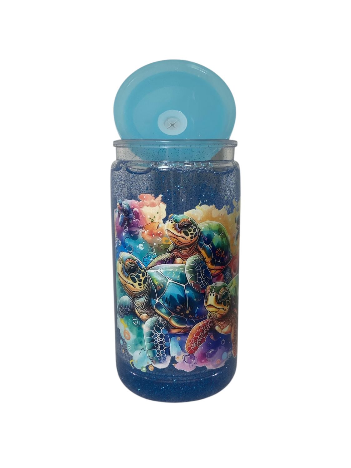 Turtle Dream – Blue Glitter Snow Globe Tumbler
