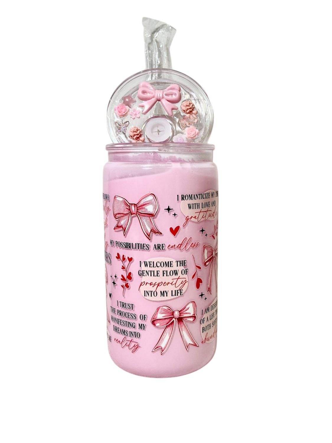 Berry Blessed Pink Shake-Inspired Snow Globe Tumbler