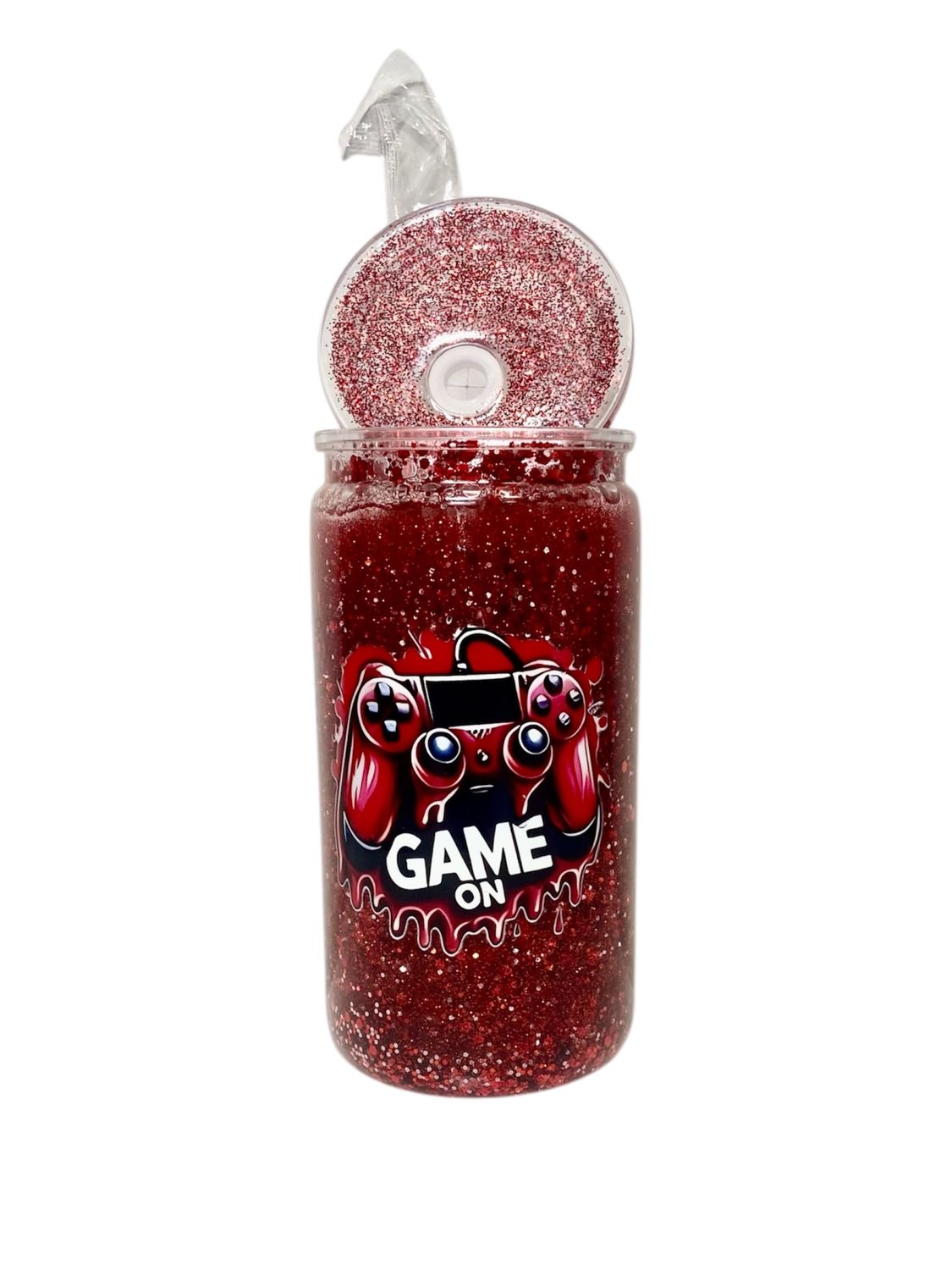 Red Gamer Swirl Snow Globe Tumbler