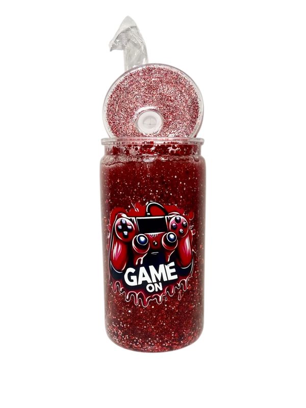 Red Gamer Swirl Snow Globe Tumbler