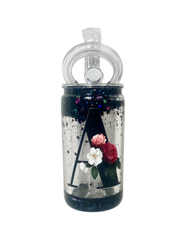 Bold &amp; Black Beauty  Personalized Snowglobe Tumbler