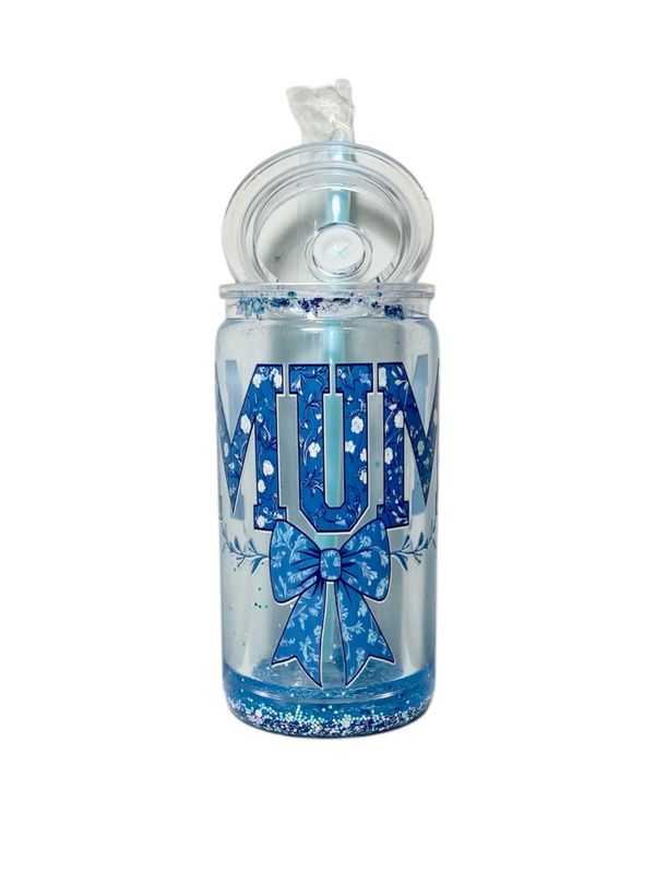 Blue Glitter Swirl MUM Tumbler