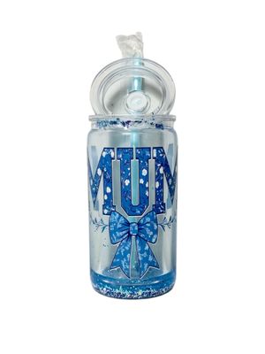 Blue Glitter Swirl MUM Tumbler