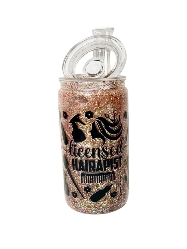 Licensed Hairapist Light Brown Glitter Snowglobe Tumbler