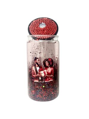 Red &amp; Black Romance Snow Globe Tumbler