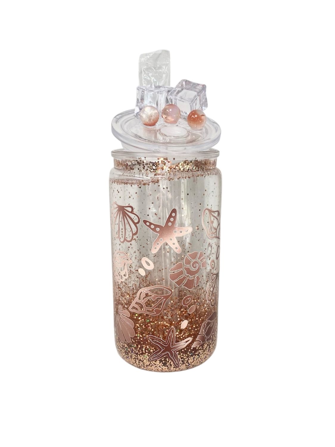 Golden Drift  Coastal Glow Snow Globe Tumbler